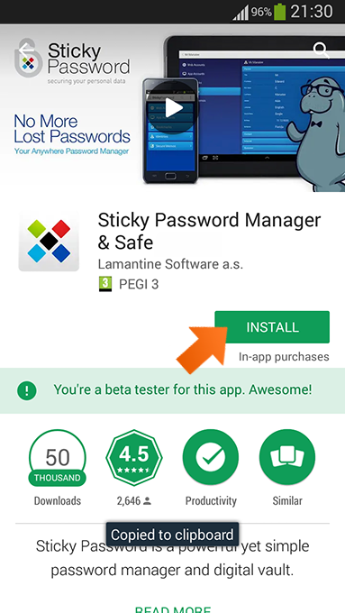 sticky password app account