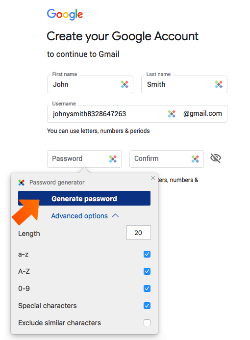 generate strong password chrome